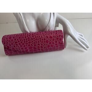 Merona Pink Faux Snake Print Clutch, 47-11